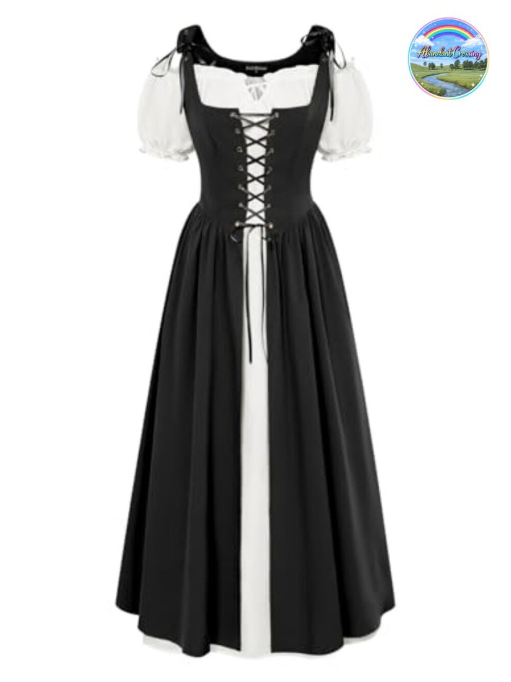 Renaissance Costume 2 Piece Dress Set Lace-Up Vest Chemise Medieval Peasant